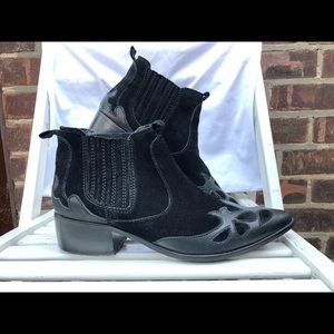 ZARA TRAFALUC BLACK SUEDE ANKLE WESTERN BOOTS 👢